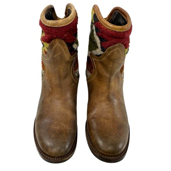 Freebird By Steven Carlo Ankle Boots Size 7 Southwestern Tapestry Brown Leather - Picture 2 of 10